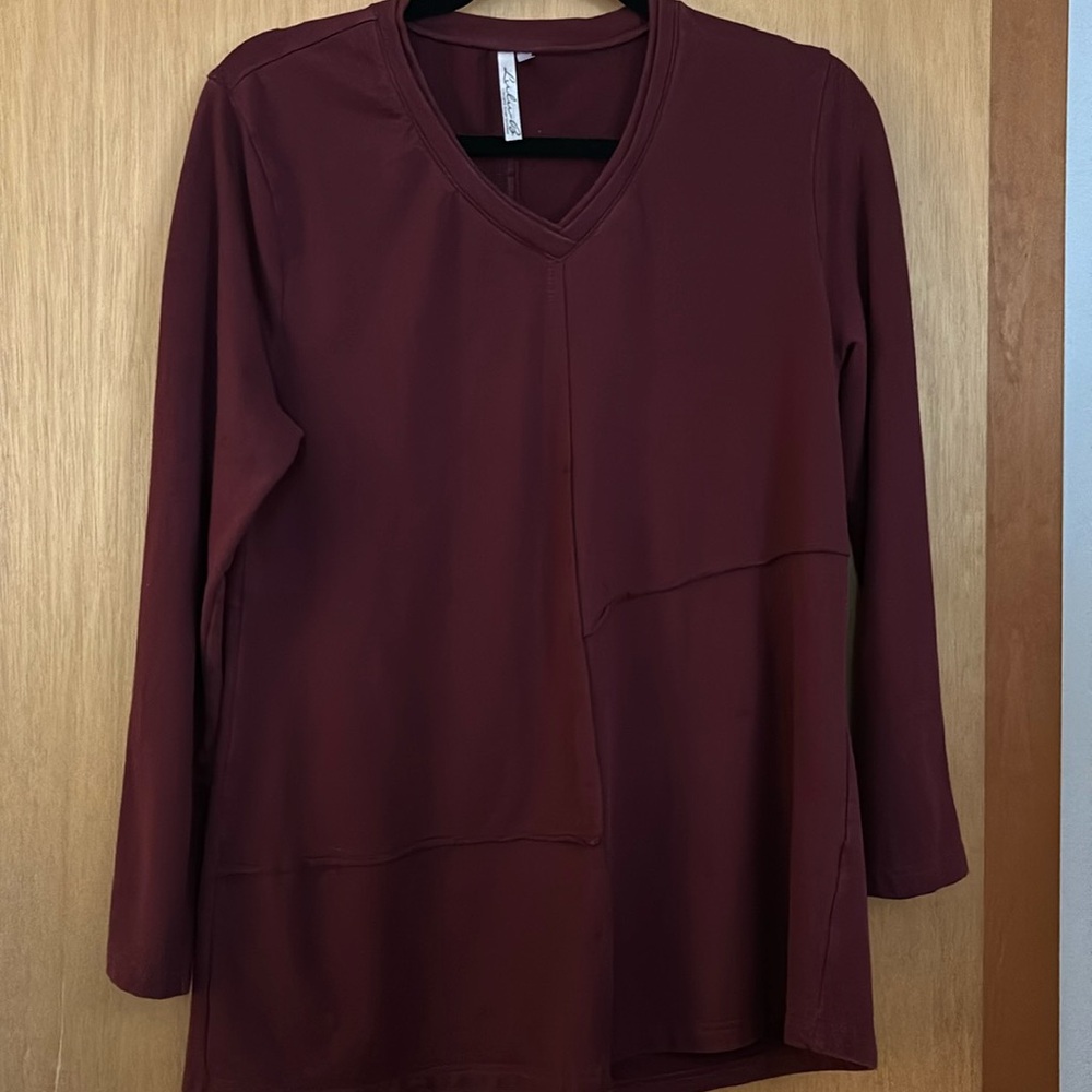 Lulu-B S Tunic Top Burgundy Wine long sleeve Cute